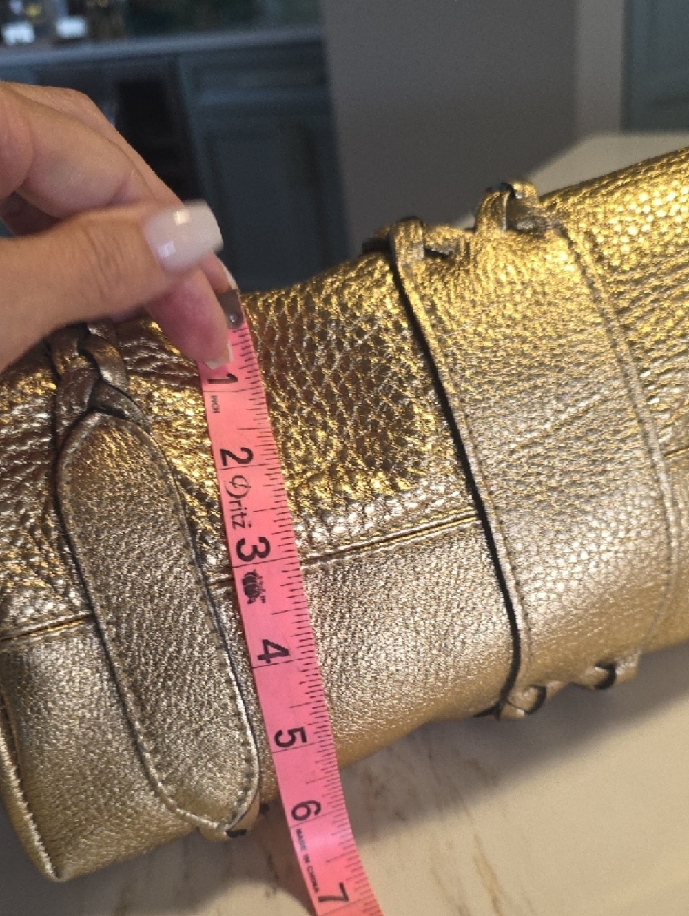 Mulberry Metallic Gold Braided-Detail Women's Pebbled Leather Satchel - Picture 9 of 10